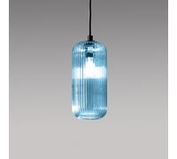 RAIKA V/P - VETRO SOFFIATO - BLU-TRASPARENTE CON DECORAZIONE COSTE VERTICALI D.12,3CM