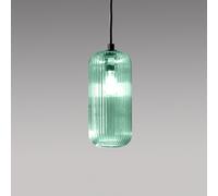 RAIKA V/P - VETRO SOFFIATO VERDE TRASPARENTE CON DECORAZIONE COSTE VERTICALI D.12,3CM