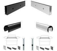 Railing In Vetro Completo Profilo A U In Alluminio Elox Nero Set 500 Cm