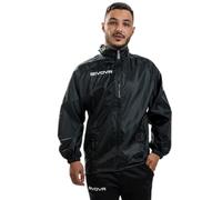 Rain Basico per Givova Impermeabile Giacca Antipioggia Sport Tempo Libero Allenamento Fitness Palestra Cappuccio Removibile Calcio Calcetto Protezione Relax