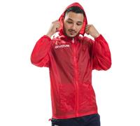 Rain Basico per Givova Impermeabile Giacca Antipioggia Sport Tempo Libero Allenamento Fitness Palestra Cappuccio Removibile Calcio Calcetto Protezione Relax