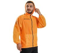 Rain Basico per Givova Impermeabile Giacca Antipioggia Sport Tempo Libero Allenamento Fitness Palestra Cappuccio Removibile Calcio Calcetto Protezione Relax
