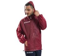 Rain Basico per Givova Impermeabile Giacca Antipioggia Sport Tempo Libero Allenamento Fitness Palestra Cappuccio Removibile Calcio Calcetto Protezione Relax