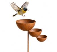 Rain Catcher Bird Bath, 3-Tier Rain Catcher Garden Stake, Bird Bath for Outside, Lawn Yard Outdoor Decor, Metal Water Bowl, Watering Station (Bronze-colored)