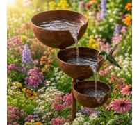 Rain Catcher Bird Bath Tiered - Bring Life Back to Your Garden, 3-Layer Self Filling Bird Bath Stake for Hummingbird Butterfly & Bee, Vintage Watering Station, for Garden Lawn Yard (Retro)