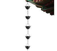 Rain Chains For Gutters - 1m Modular Link-Lock Extension, Industrial Powder-Coated Weather Resistance, High- Wide-Mouth Cup Design, Rust-Proof Decorative Drainage | For House