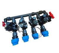 Rain - Distributore a 2 vie, 3 prese, 4 prese, 5 vi, 6 valvole, 1", set con valvola a solenoide RN155 Plus IG giunti DN25 DN32, attacco aria compressa e valvola (DN25, distributore a 4 volte)