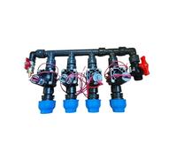 Rain - Distributore a 2 vie, 3 prese, 4 prese, 5 vi, 6 valvole, 1", set valvola solenoide PGV 101 GB IG giunti DN25 DN32, attacco aria compressa e valvola (DN32, distributore a 4 volte)