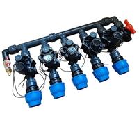 Rain - Distributore a 2 vie, 3 prese, 4 vi, 5 distributori a 6 valvole, 1", set con valvola a solenoide RN155 Plus IG giunti DN25 DN32, attacco aria compressa e valvola (DN25, distributore a 5 vie (2+