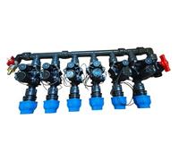 Rain - Distributore a 2 vie, 3 prese, 4 vi, 5 distributori a 6 valvole da 1", set con valvola a solenoide RN155 Plus IG giunti DN25 DN32, attacco aria compressa e valvola (DN25, distributore a 6 prese