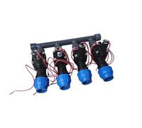 Rain - Distributore a 2 vie, a 4 vie, 5 vi, 6 valvole, 1", set con valvola a solenoide Hunter PGV 101 GB IG e giunti DN25 DN32 (DN32, distributore a 4 livelli)