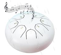 Rain Drum for Outside Garden,Chakra Drum for Rain Outdoor,Rain Drum for Garden Instrument,Drum Rain Chime Waterproof,Chakra Drum 6 Inches 8 Notes (White)