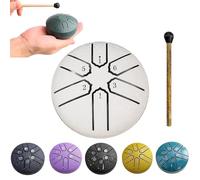 Rain Drum for Outside Garden, Steel Tongue Drum Rain Chime Waterproof, Rain Drum Instrument for Outside Musical Instrument, Mini Handpan Drum 3 Inches 6 Notes (White)