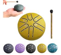 Rain Drum for Outside Garden, Steel Tongue Drum Rain Chime Waterproof, Rain Drum Instrument for Outside Musical Instrument, Mini Handpan Drum 3 Inches 6 Notes (Yellow)