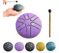 Rain Drum for Outside Garden, Steel Tongue Drum Rain Chime Waterproof, Rain Drum Instrument for Outside Musical Instrument, Mini Handpan Drum 3 Inches 6 Notes (Purple)