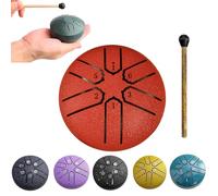 Rain Drum for Outside Garden, Steel Tongue Drum Rain Chime Waterproof, Rain Drum Instrument for Outside Musical Instrument, Mini Handpan Drum 3 Inches 6 Notes (Red)