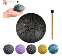 Rain Drum for Outside Garden, Steel Tongue Drum Rain Chime Waterproof, Rain Drum Instrument for Outside Musical Instrument, Mini Handpan Drum 3 Inches 6 Notes (Black)
