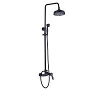 Rain Shower System 8 inch Black Bronze Shower Faucet Set Brass Wall Mounted Shower Combo Set Single Handle Rain Mixer Shower with Shower Head, Handheld Shower