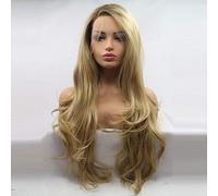 RainaHair Parrucche sintetiche lunghe ondulate castane bionde con pizzo frontale, riga laterale, in fibra resistente al calore, da donna, per uso quotidiano, 61 cm (biondo castano)