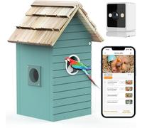 RAINBEAN Casetta per uccelli con telecamera NB-E1 - 4 MP, osservazione uccelli in tempo reale, riconoscimento AI, fai-da-te, Blu
