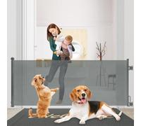 Rainberg Cancello retrattile per scale in rete per neonati e animali domestici, apertura extra larga 150/180 cm, altezza 80 cm, cancelletto per bambini (grigio, 180 cm)