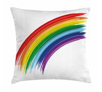 Rainbow, Abstract Brush Marked Rainbow with Realistic Feel Pride Week Love Freedom Federa per Cuscino Robusto Copricuscini Moderna Decorativi Federa per Divano Camera da Letto Sedie 45X45Cm