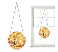 Rainbow Acrylic Suncatcher, Prismatics Window Light Catcher Decor, 7.82 In Round Sign with Reflection, Clear Acrylic Ornament, Hanging Sun Catcher with Puzzle Animal, Garden Door Decor for Mom Grandma