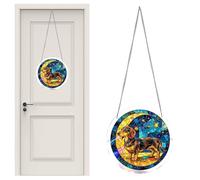 Rainbow Acrylic Suncatcher, Prismatics Window Light Catcher Decor, 7.82 In Round Sign with Reflection, Clear Acrylic Ornament, Hanging Sun Catcher with Puzzle Animal, Garden Door Decor for Mom Grandma