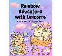 Rainbow Adventure with Unicorns - Calm & Cozy Coloring Book: Cute Unicorn Coloring Book: For Kids aged 4-8 - Rainbows, Hearts, Bubbles & Positive Affirmations