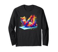 Rainbow Alpaca Yoga Llama Meditation Pose Maglia a Manica