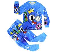 Rainbow Amici Ragazzi Pigiama Bambini 2 pz/set Pjs Bambino Casa Pantaloni Set Piccoli Bambini Manica Lunga Pigiameria Gioco Pigiama, Blu, 5-6 Anni