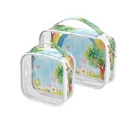 Rainbow Appearing After The Rain Beauty Bag Set TSA Approvato Borsa per il trucco resistente all'acqua Piccola essenziale per la rasatura
