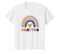 Rainbow Arcobaleno Quattro, Divertente Bambina di 4 Anni Maglietta