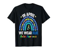 Rainbow Autism in April We Wear Blue Autism Awareness Month Maglietta