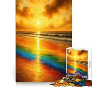 Rainbow Beach︰ Tramonto dorato con onde - Puzzle difficile per adulti da 1000 pezzi - Gioco stimolante per la mente - Relax delicato - Taglio preciso - Regalo memorabile (38x52cm)