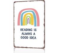 Rainbow Bookworm Quote Wall-Art 8 X 12