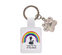 Rainbow Bridge Friends Portachiavi unisex con gatto, altezza 9,5 cm, colore: bianco