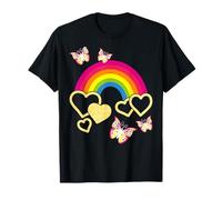Rainbow Butterflies Colorful Hearts Bright Cute for Girls Maglietta
