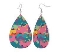 Rainbow Camo Print Orecchini Stampato Orecchino In Pelle Divertenti Orecchini In Pelle Per Feste Decorazioni