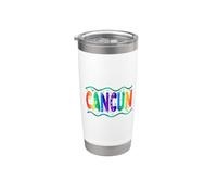 Rainbow Cancun Messico Tipografia Ocean Waves Bicchiere termico in acciaio inox doppia parete