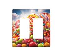 Rainbow Candy - Placche decorative da parete per interruttore della luce, 2 prese elettriche, copertura in termoplastica per dispositivo decorativo, viti incluse