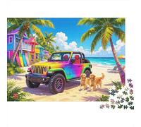 Rainbow Car Puzzles 1000 Pezzi Riciclato Material Beach Adventure Puzzle per Ragazzi e Ragazze Fun Present & Attività for Home Ideal for Child‘s Birthday Gift 70x50cm/1000pcs