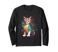 Rainbow Cat Colorful Art Universe per gli amanti dei gattini e dei gatti Maglia a Manica