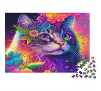 Rainbow Cat Fantasy Puzzle Impossibili 1000 Pezzi Animal Decorazione Per La Casa. Giochi Rilassamento E Intelligence Per Adulti E Ragazzi Da 14 Anni 52x38cm/1000pcs
