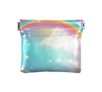 Rainbow Cloud Happy Valentine's Cartoon Rainbow Donna Piccolo Portafoglio in Pelle Portamonete Impermeabile Mini Card Holder Portafoglio per Signora, arcobaleno nuvola felice San Valentino cartone