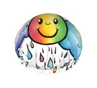 Rainbow Clouds - Cuffia da doccia da donna, leggera, riutilizzabile, morbida, impermeabile, a prova di perdite.