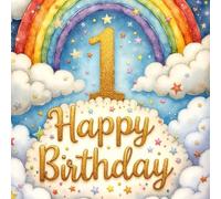 Rainbow & Clouds First Birthday Guest Book: One Happy Cloud 1st Birthday Party Sign-In Keepsake: Colorful Rainbow Baby Birthday Memory Book with Guest Wishes