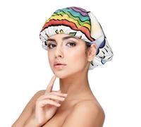 Rainbow Clouds Raindrop 1 - Cuffia da notte in raso per adulti, mantiene l'acconciatura e garantisce un sonno confortevole, 33 cm, nero, taglia unica