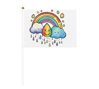Rainbow Clouds Raindrop 1 piccola mini bandiera portatile per giochi sportivi e festival decorazione bandiera parata 14 x 20,8 cm