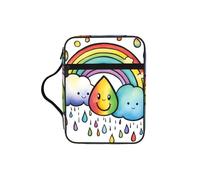 Rainbow Clouds Raindrop 1 Stampa Bibbia Cover Leggero Tablet Sleeve Durevole Makeup Bag Pencil Case per Chiesa Scuola Viaggio